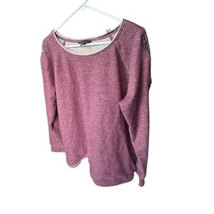 Rock & Republic Purple Heathered Zipper Shoulder Sweatshirt Plus Size XXL